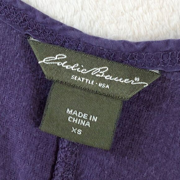 Eddie Bauer Henley Maxi Dress Women's XS Dark Purple Floral Print Drawstring - Picture 4 of 5